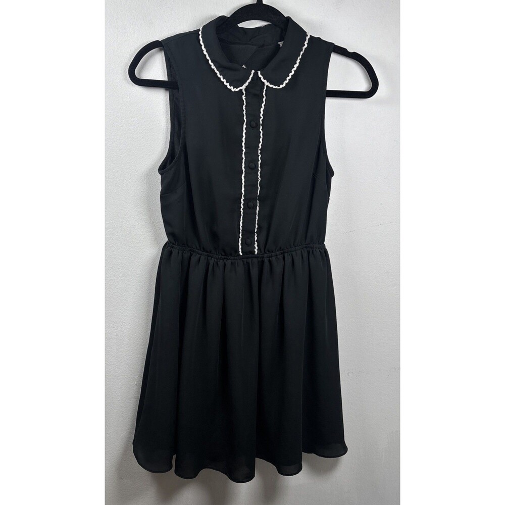Lauren Conrad Coquette Babydoll Dress Black Peter Pan Collar Bow Back Size 4